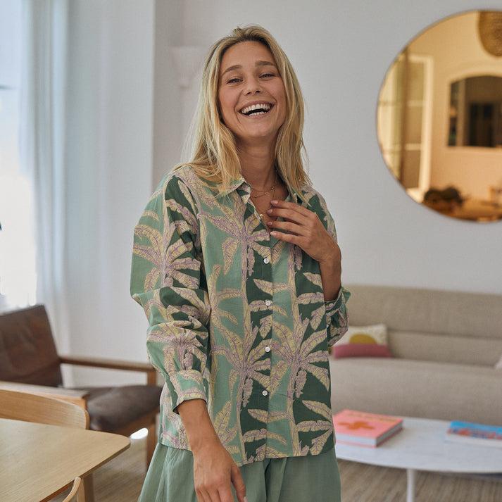 zen ethic Chemise Alka Mejean 100% Coton - Vert