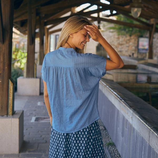 Zen Ethic Chemise Azale Shirt Unie 100% Coton - Bleu