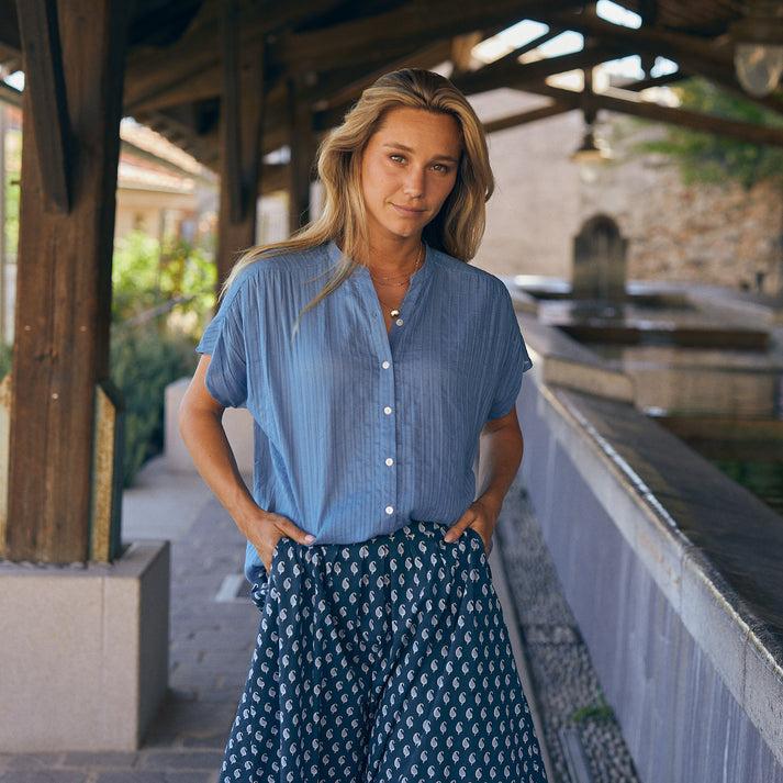 zen ethic Chemise Azale Shirt unie 100% Coton - bleu