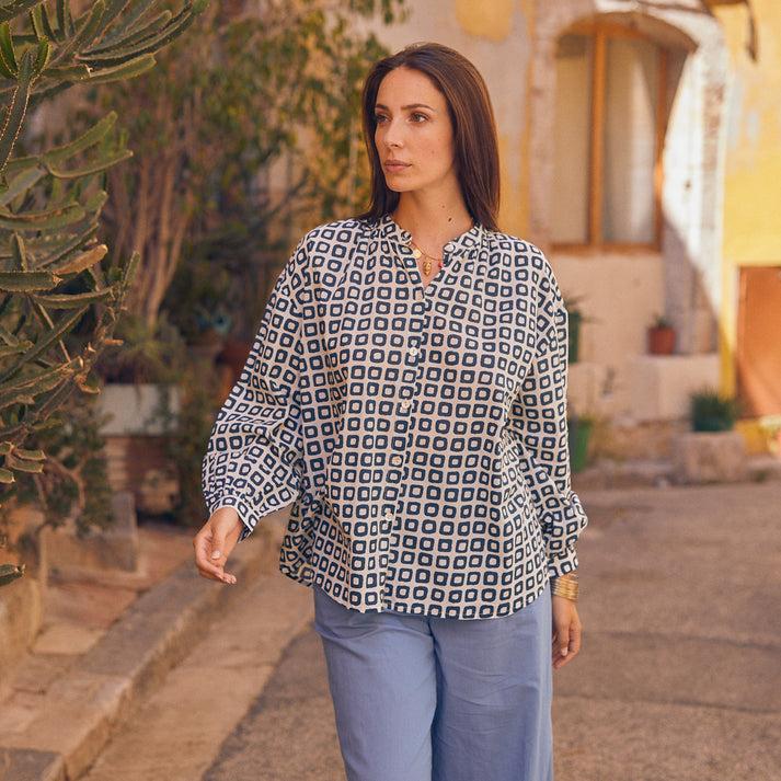 zen ethic Chemise Camille Frioul 100% Coton - bleu