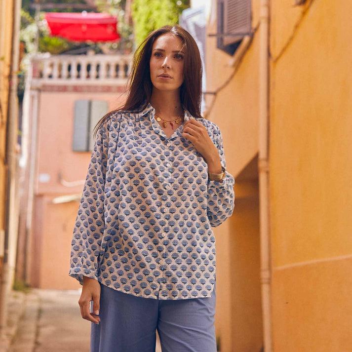 zen ethic Chemise Cerise Gigaro - 100% Coton BIO - bleu