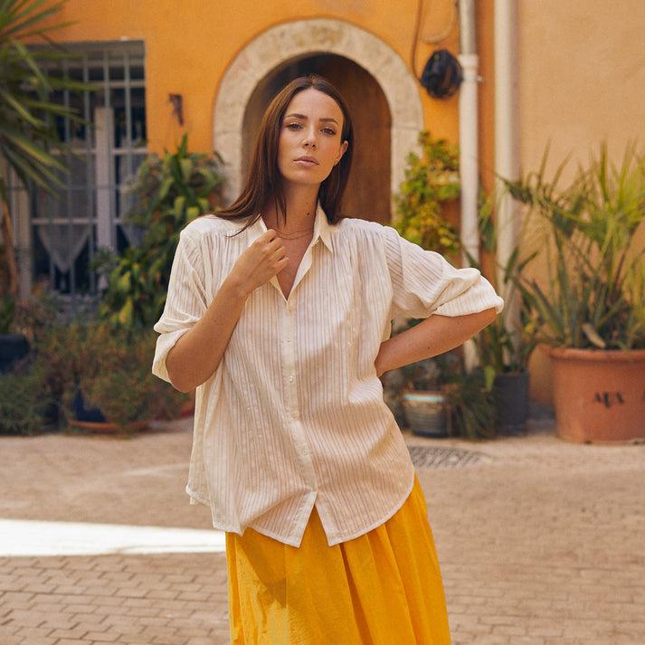 zen ethic Chemise Cerise unie - Ecru