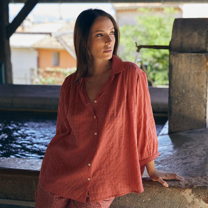 zen ethic Chemise Cerise unie - rose fraise