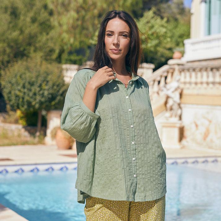 zen ethic Chemise Cerise unie - vert