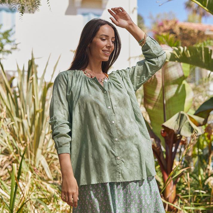 zen ethic Chemise Chloe 100% Coton - Vert