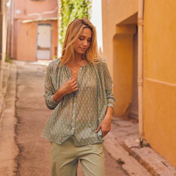 Zen Ethic Chemise Chloe Cigale 100% Coton - Vert