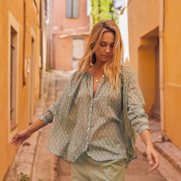 Zen Ethic Chemise Chloe Cigale 100% Coton - Vert