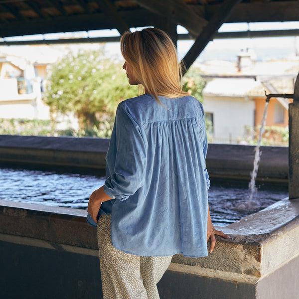 Zen Ethic Chemise Chloé Unie 100%Coton - Bleu
