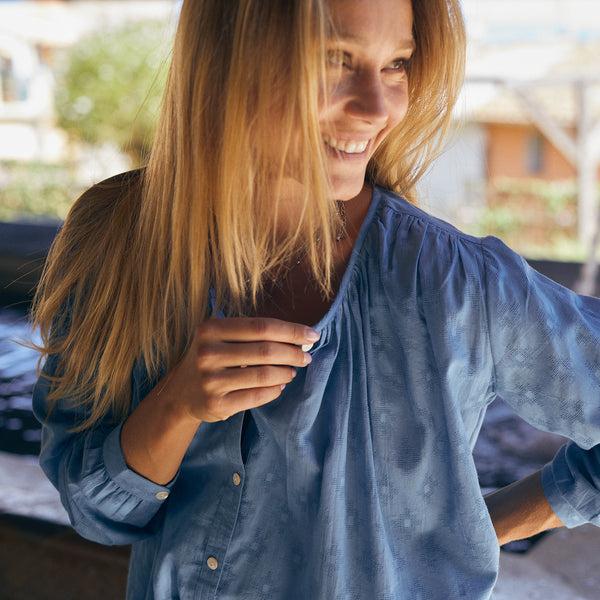 Zen Ethic Chemise Chloé Unie 100%Coton - Bleu