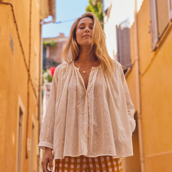 zen ethic Chemise Chloe unie 100% Coton - Ecru