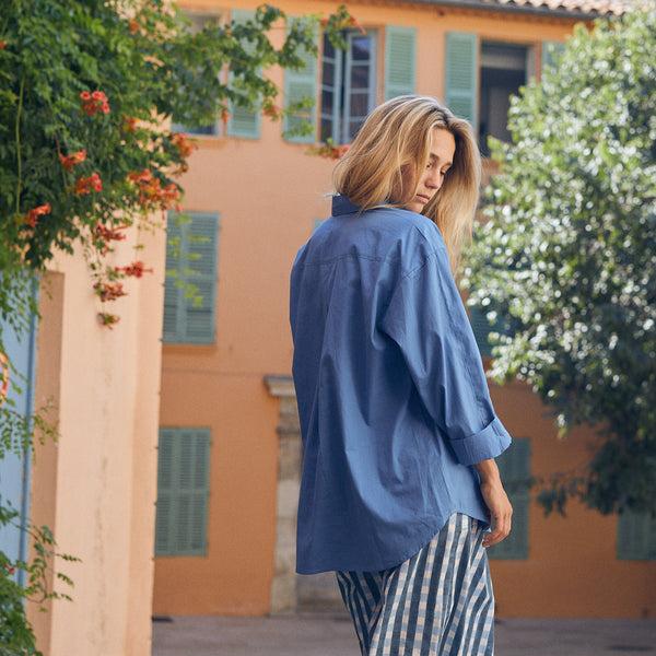 Zen Ethic Chemise Coco Brodée Coton - Bleu