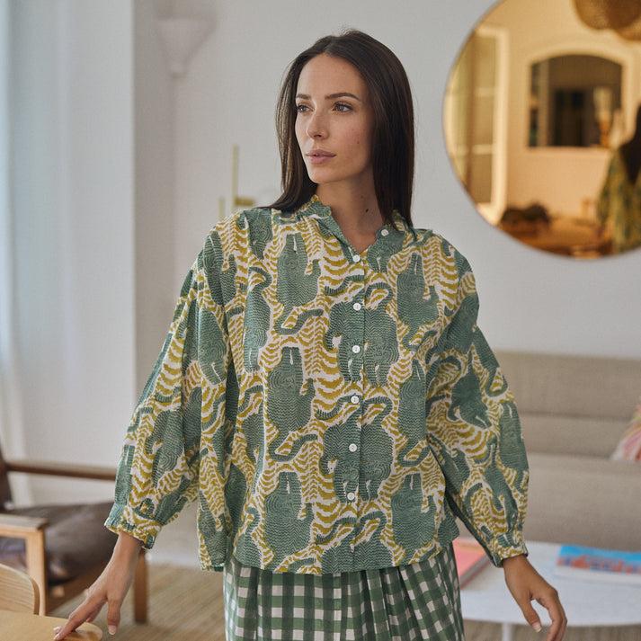 zen ethic Chemise June Tiger 100% coton BIO - Vert