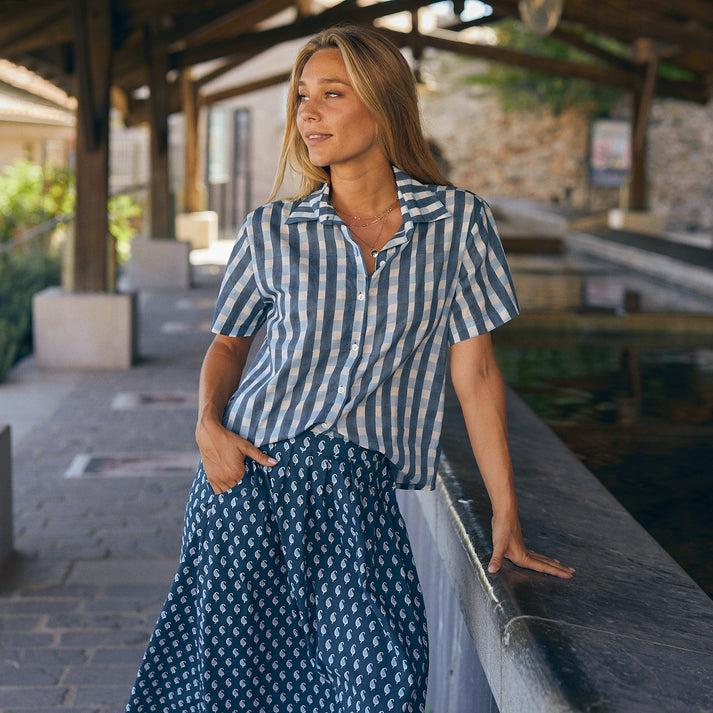 zen ethic Chemise Nina Prado 100% coton BIO - Bleu