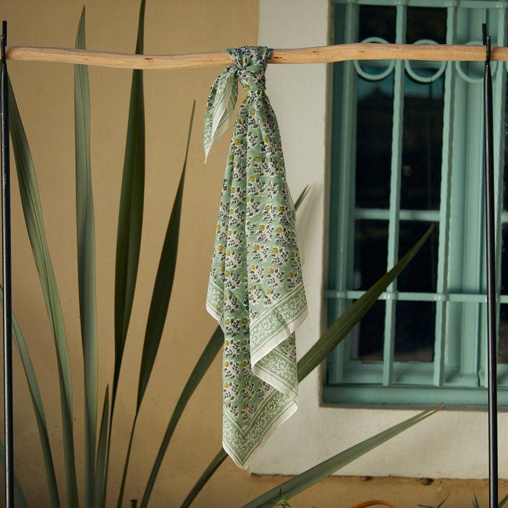 zen ethic Foulard Carré Escalet 100% Coton BIO - Vert