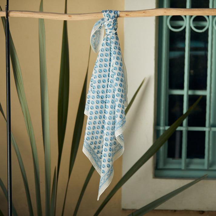 zen ethic Foulard Carré Gigaro 100% Coton BIO - Bleu