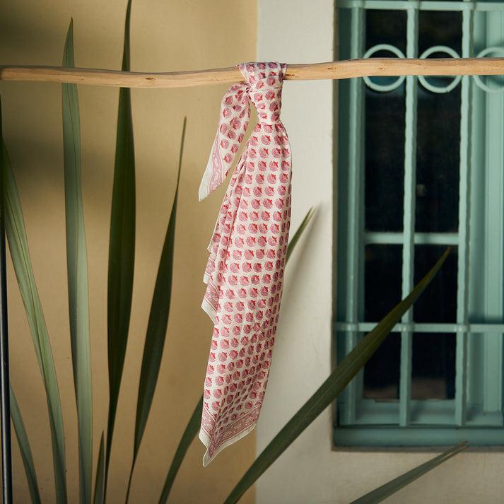 zen ethic Foulard Carré Gigaro 100% Coton BIO - rose