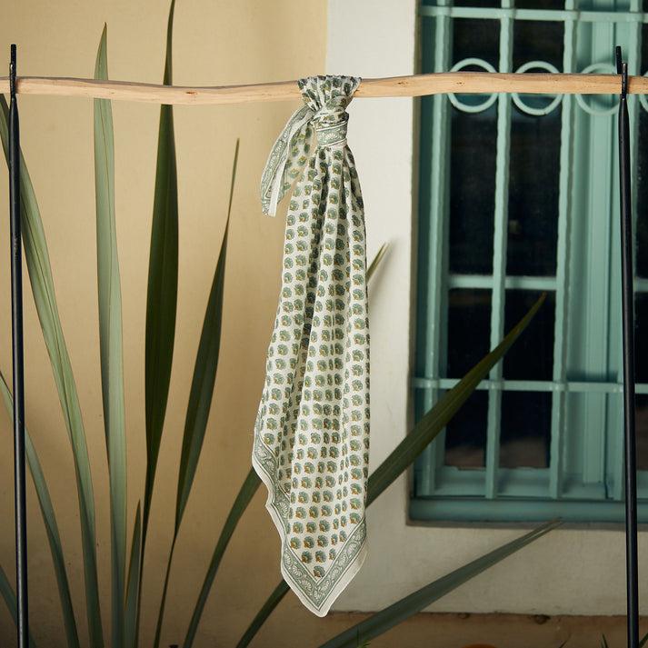 zen ethic Foulard Carré Gigaro 100% Coton BIO - vert