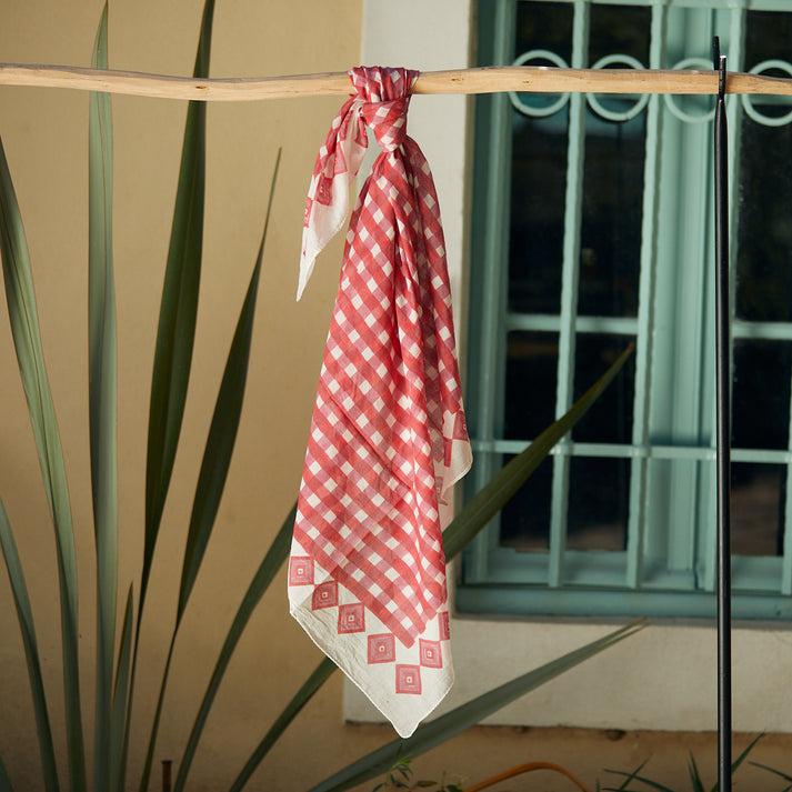 zen ethic Foulard Carré Prado 100% Coton BIO - rose