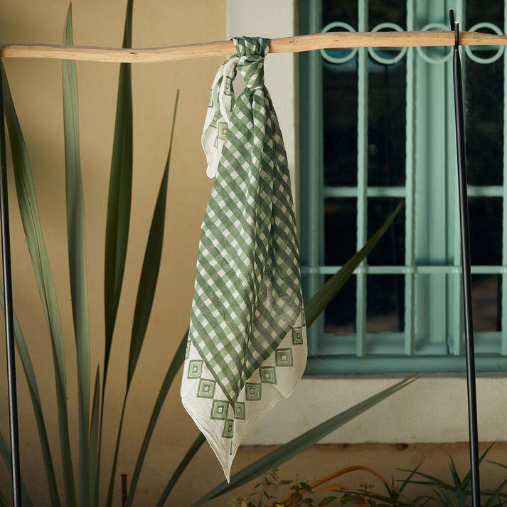 zen ethic Foulard Carré Prado 100% Coton BIO - vert