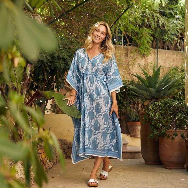 Zen Ethic Grand Caftan Tiger 100% Coton BIO - Bleu