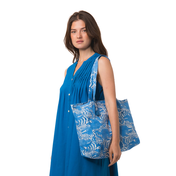 zen ethic Grand sac Tiger 100% coton bio - Bleu