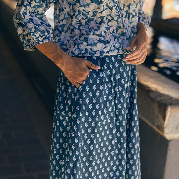 Zen Ethic Jupe Lina Cigale 100% Coton - Bleu
