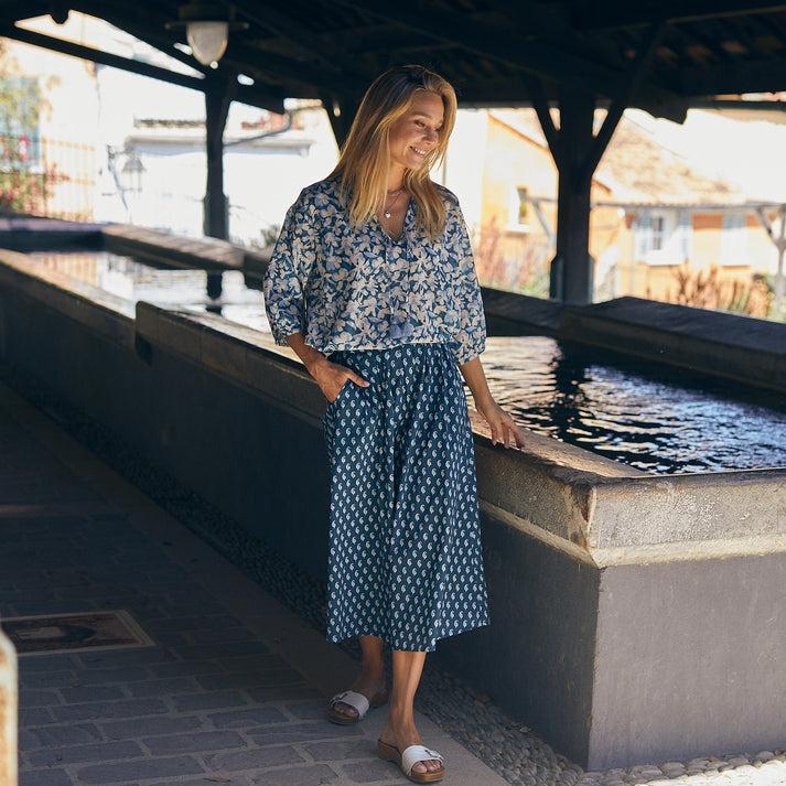 zen ethic Jupe Lina Cigale 100% Coton - Bleu