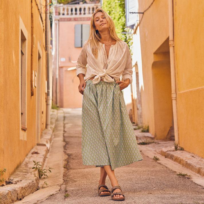 zen ethic Jupe Lina Cigale 100% Coton - Vert