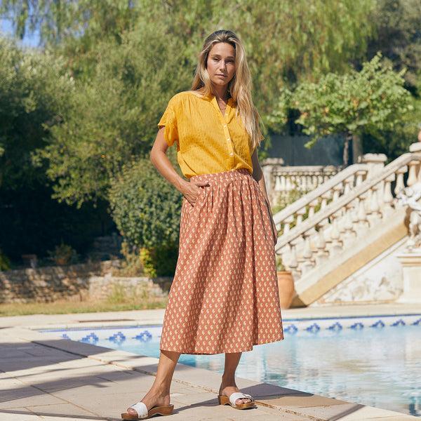 Zen Ethic Jupe Lina Cigale 100% Cotton - Jaune Orange