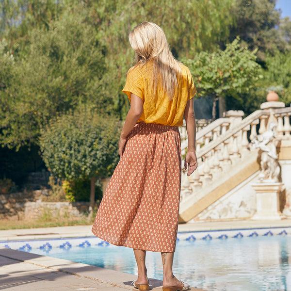 Zen Ethic Jupe Lina Cigale 100% Cotton - Jaune Orange