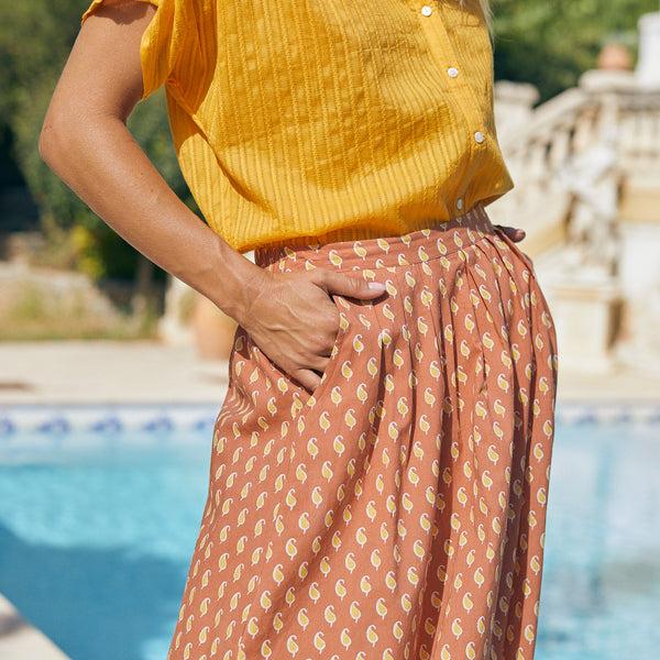 Zen Ethic Jupe Lina Cigale 100% Cotton - Jaune Orange