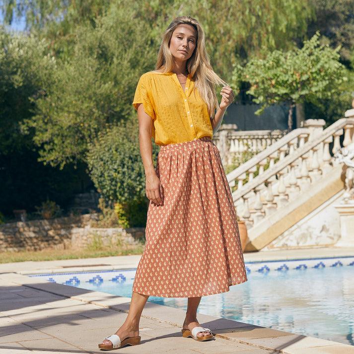 zen ethic jupe Lina Cigale 100% Cotton - jaune orange