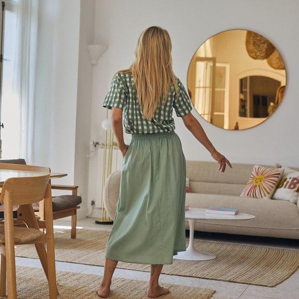 Zen Ethic Jupe Lina Unie 100% Coton - Vert