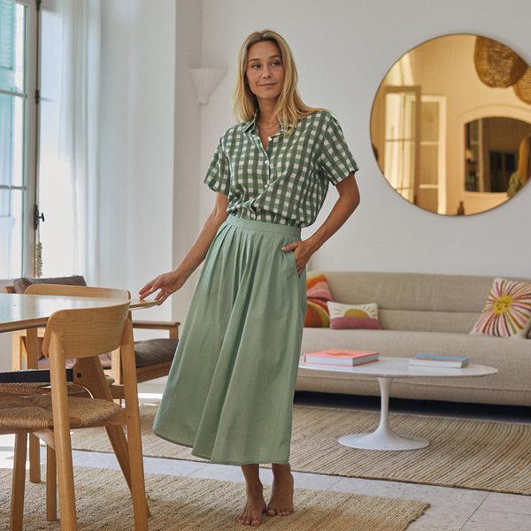 Zen Ethic Jupe Lina Unie 100% Coton - Vert