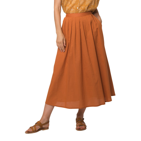 Zen Ethic Jupe Lina Unie 100% Cotton - Orange Toffee