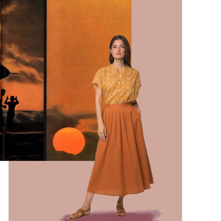 zen ethic Jupe Lina unie 100% Cotton - orange Toffee