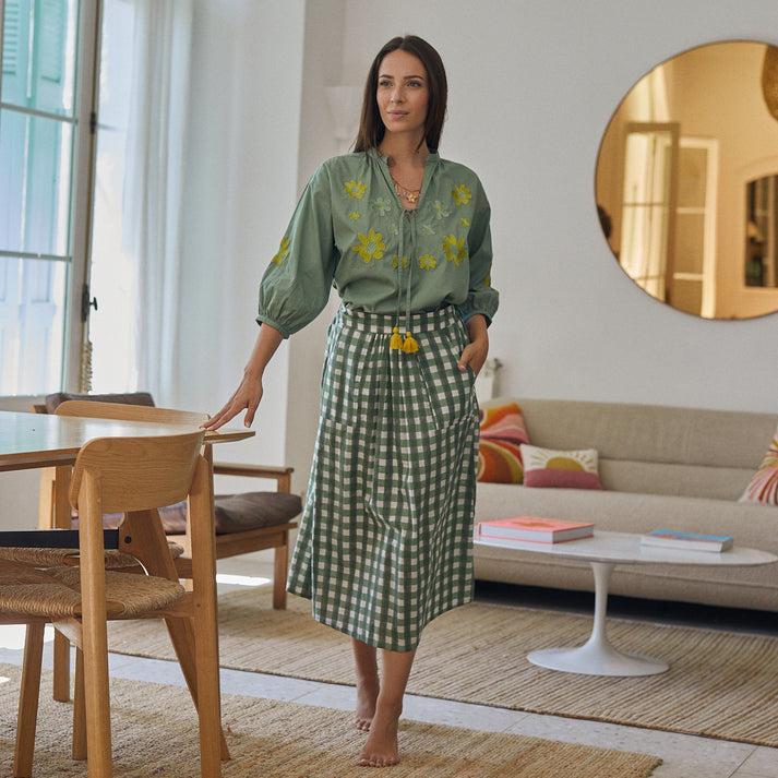 zen ethic Jupe Sandra Prado 100% Coton BIO - Vert