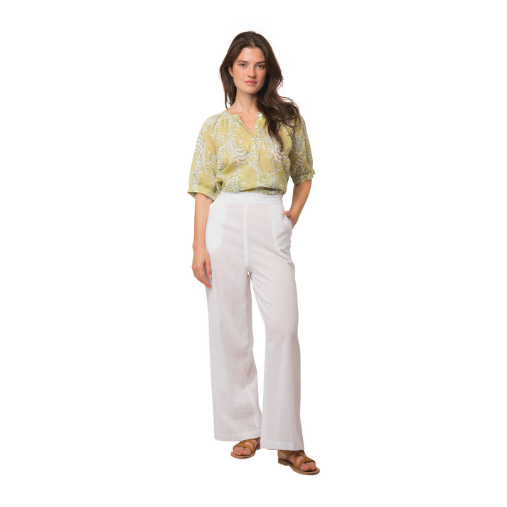 zen ethic Pantalon Leana uni 100% Coton - blanc