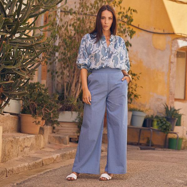 Zen Ethic Pantalon Leana Uni 100% Coton - Bleu