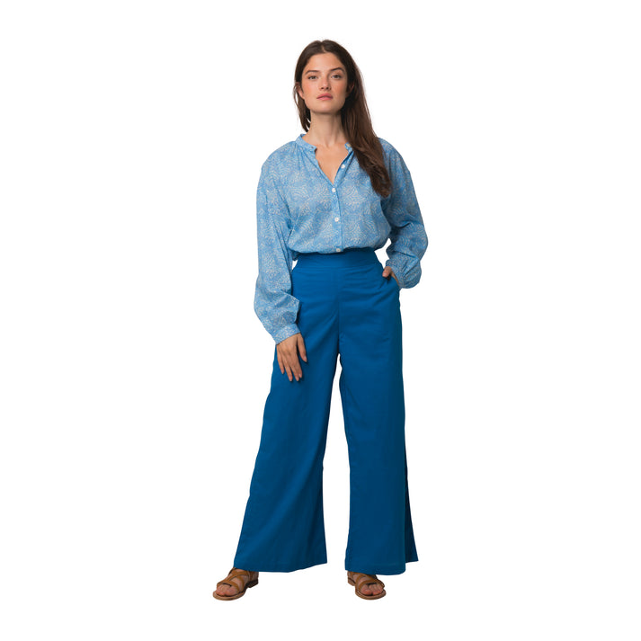 zen ethic Pantalon Leana uni 100% Coton - Bleu