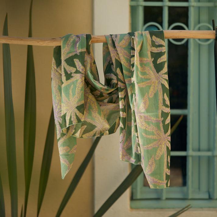 zen ethic Pareo Mejean 100% Coton - Green