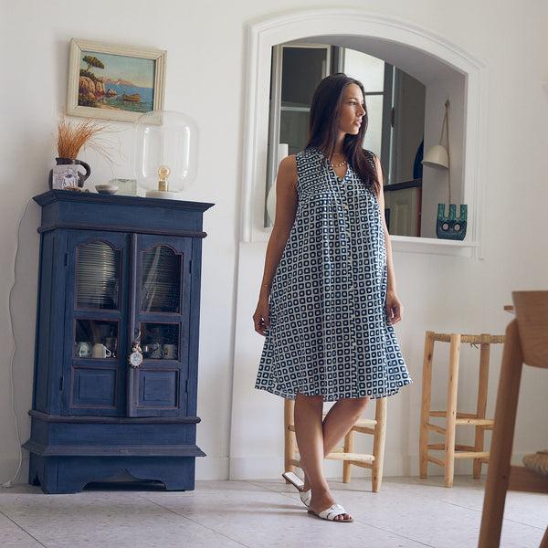 Zen Ethic Robe Agathe Frioul 100% Coton - Bleu