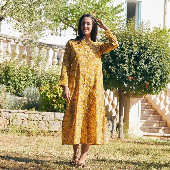 zen ethic Robe Alice Paloma 100% Coton - jaune orange