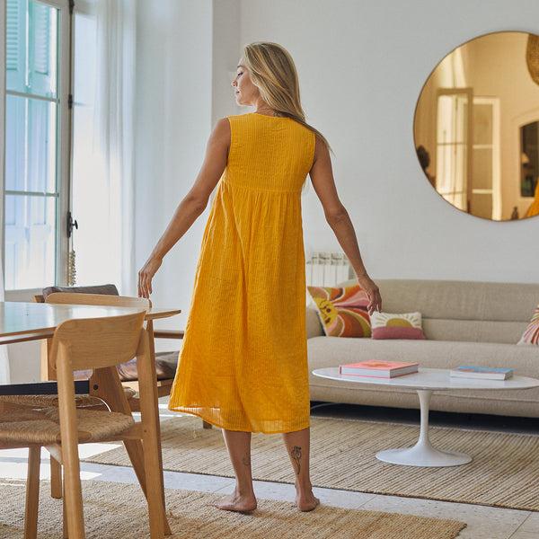 Zen Ethic Robe Amy Unie 100% Coton - Jaune Orange