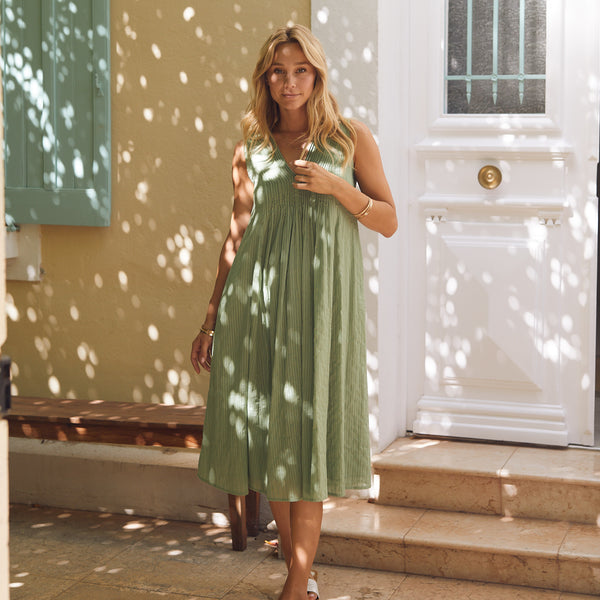 Zen Ethic Robe Amy Unie 100% Coton - Vert