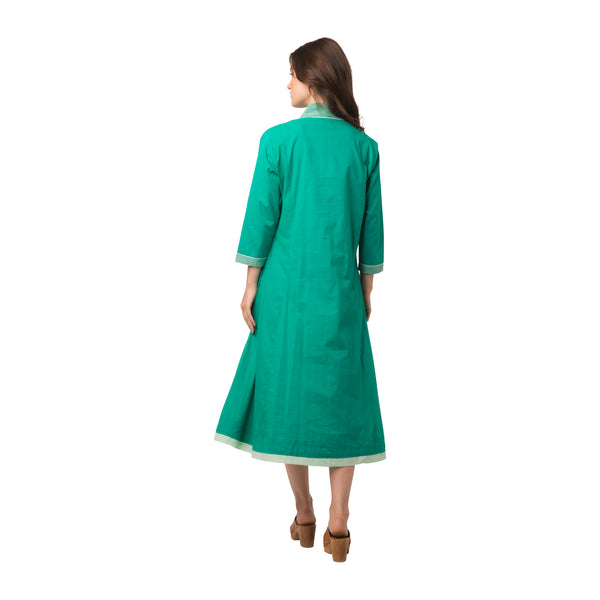 Zen Ethic Robe Anaelle Unie 100% Coton - Vert