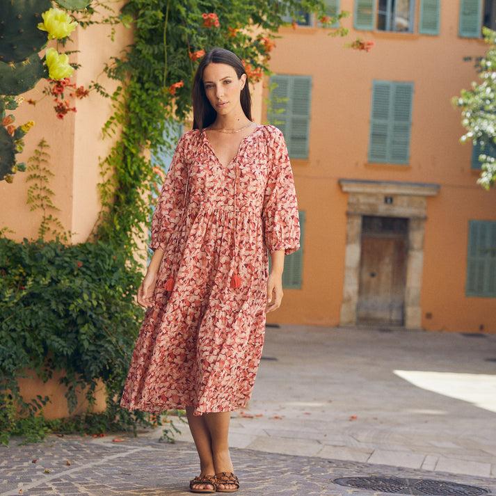 zen ethic Robe Angela Sormiou 100% Coton - Rasberry