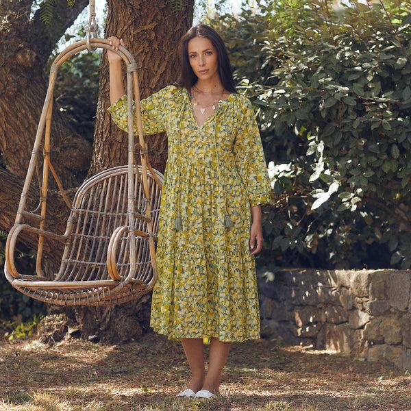 Zen Ethic Robe Angela Sormiou 100% Coton - Vert