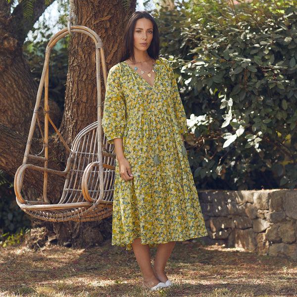 Zen Ethic Robe Angela Sormiou 100% Coton - Vert