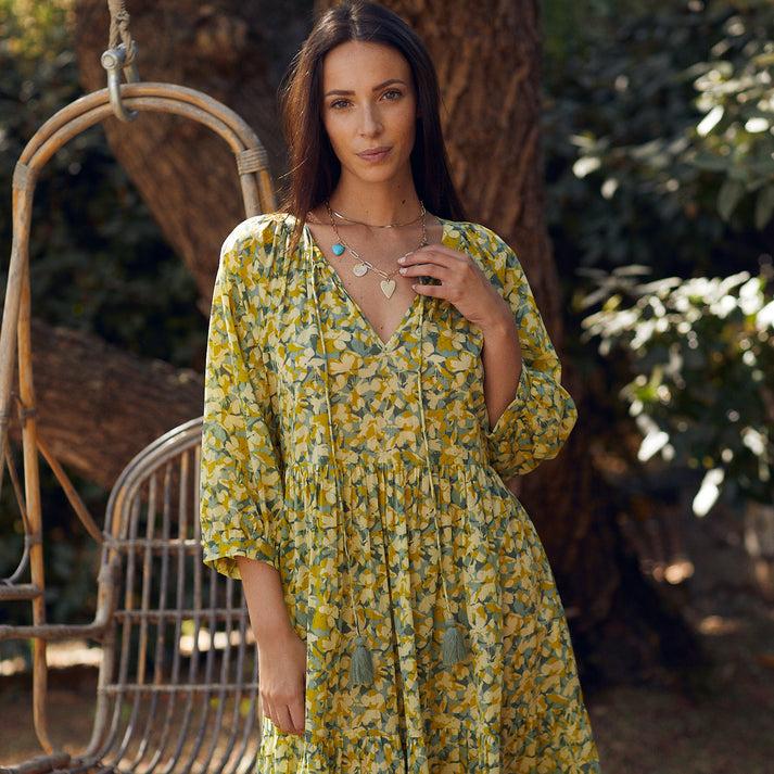 zen ethic Robe Angela Sormiou 100% Coton - Vert